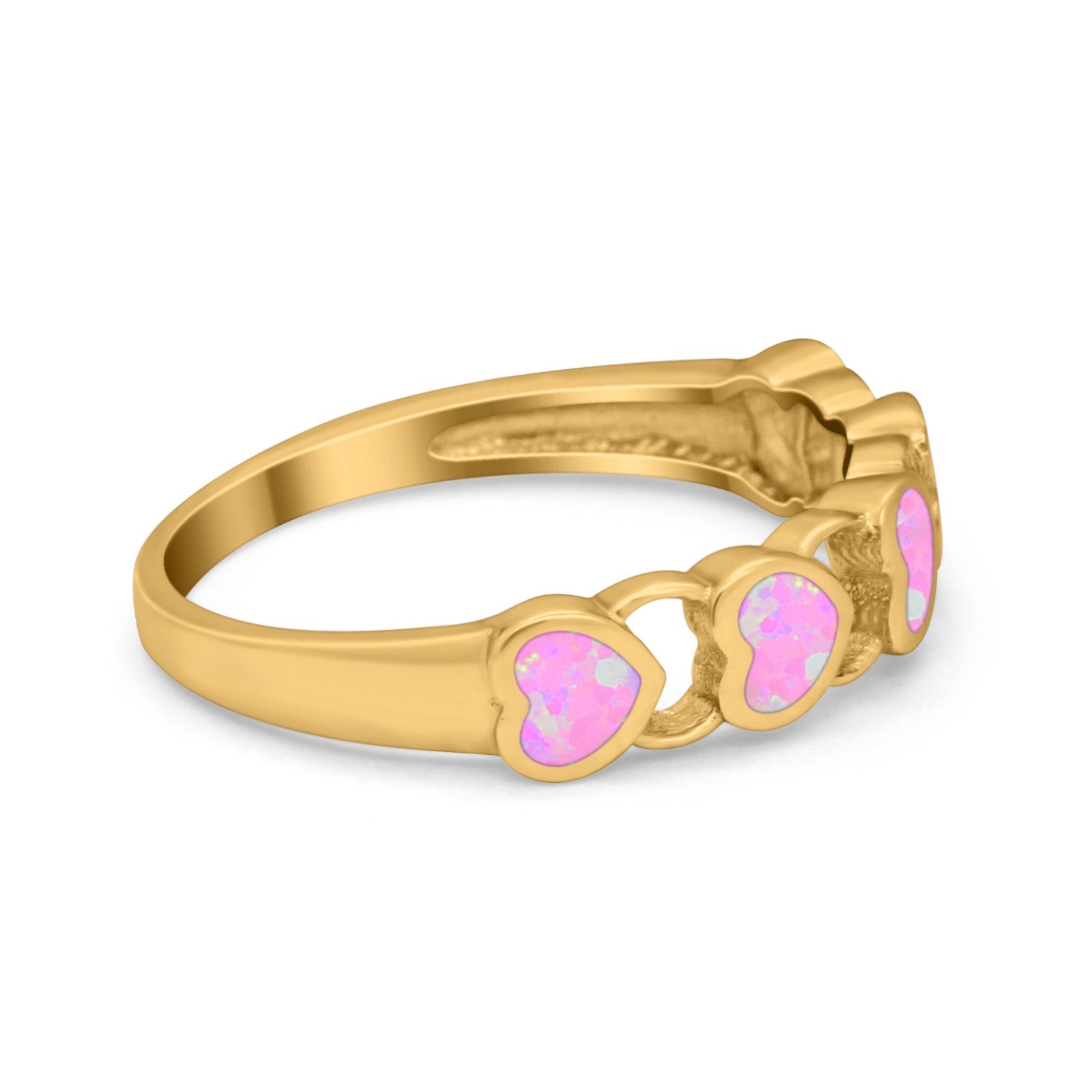 Heart Promise Thumb Eternity Rings Sideways Simulated Opal 925 Sterling Silver