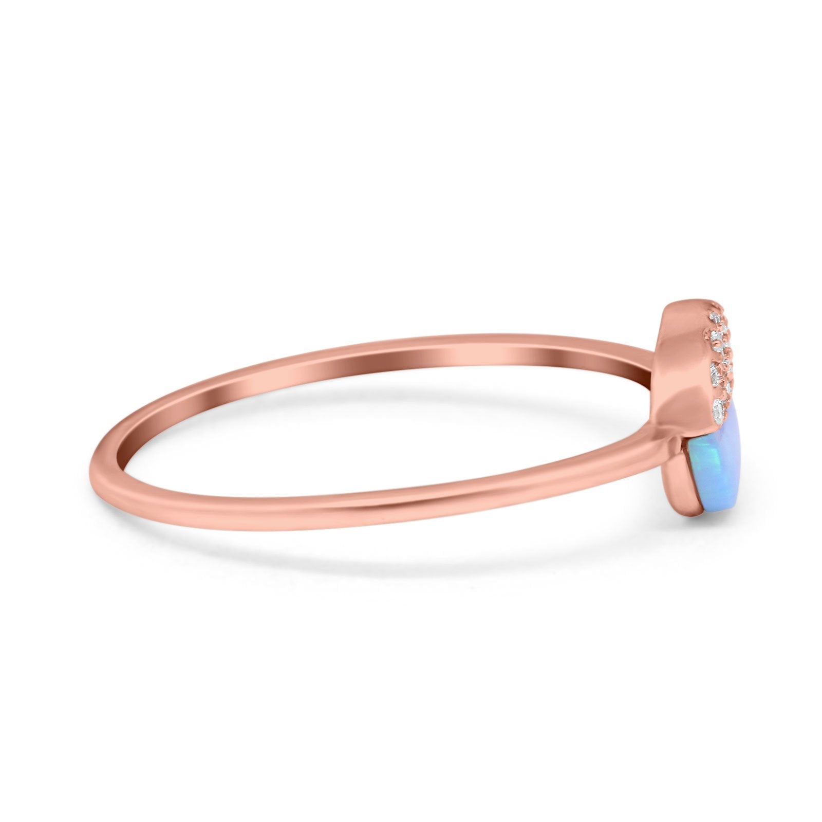 Fashion Ring Lab Created Light Blue Opal Round Cubic Zirconia 925 Sterling Silver