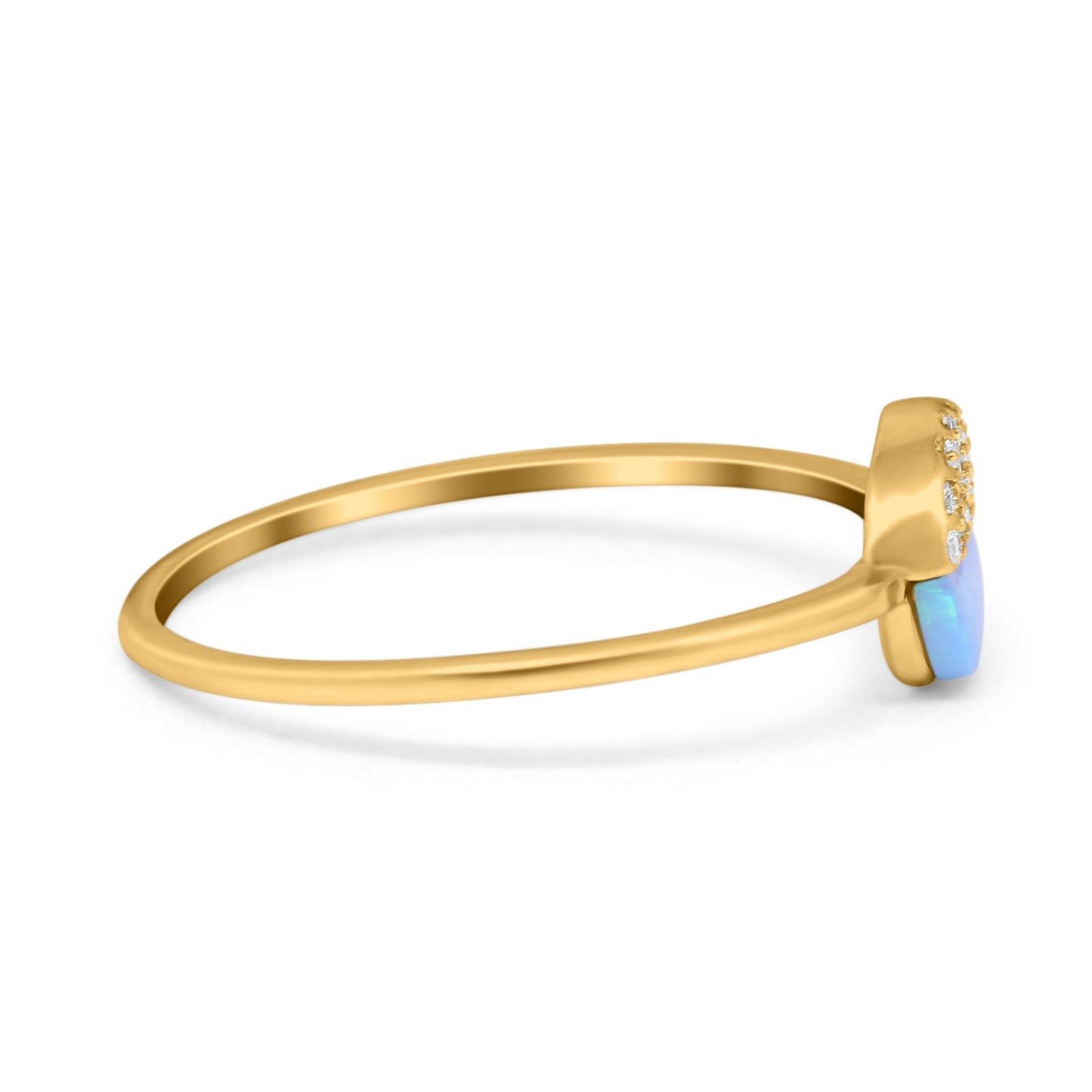 Fashion Ring Lab Created Light Blue Opal Round Cubic Zirconia 925 Sterling Silver