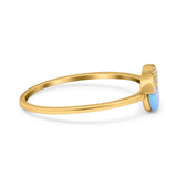 Fashion Ring Lab Created Light Blue Opal Round Cubic Zirconia 925 Sterling Silver