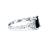 Emerald Cut Wedding Bridal Ring Simulated Cubic Zirconia 925 Sterling Silver