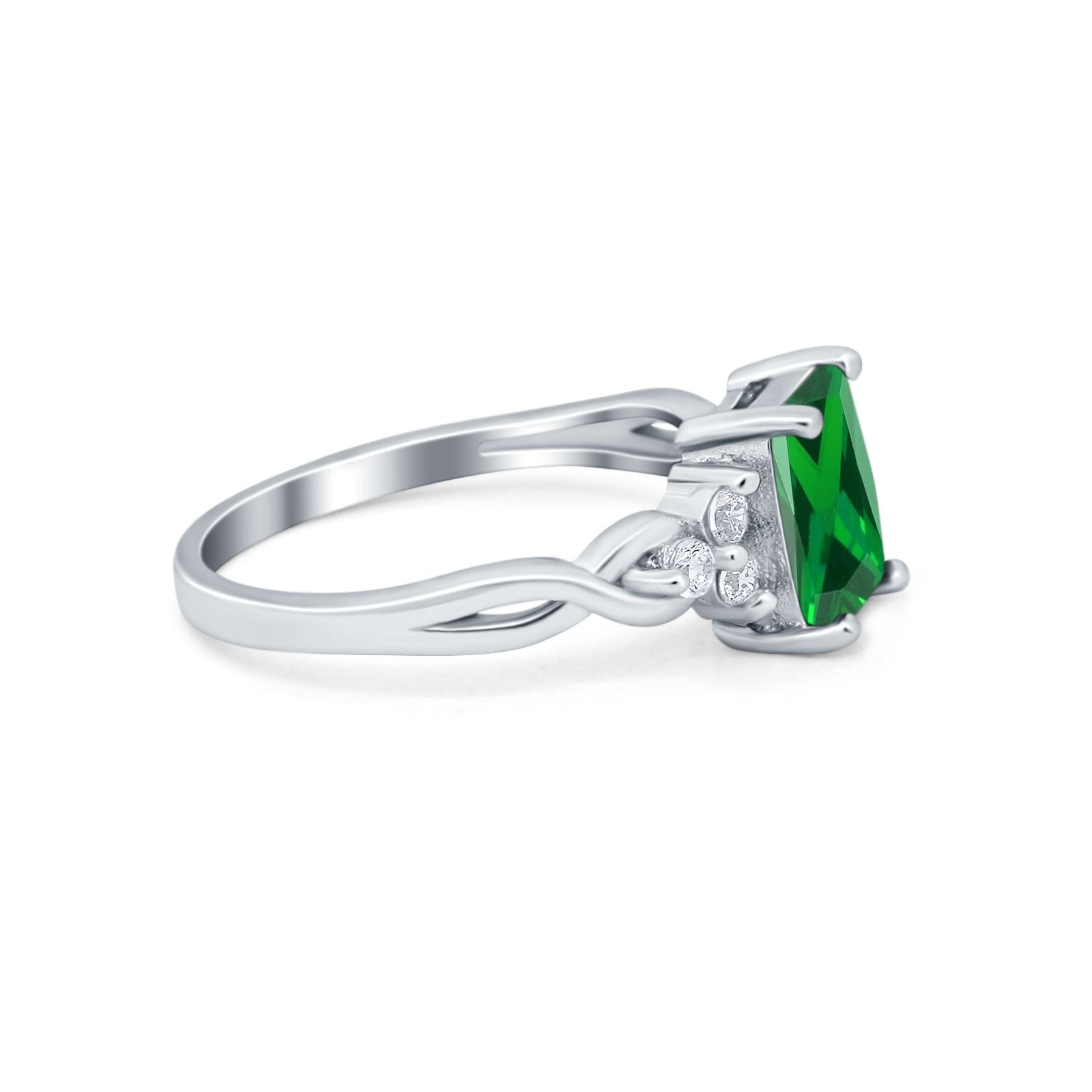 Emerald Cut Wedding Bridal Ring Simulated Cubic Zirconia 925 Sterling Silver
