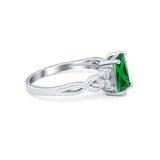 Emerald Cut Wedding Bridal Ring Simulated Cubic Zirconia 925 Sterling Silver