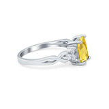 Emerald Cut Wedding Bridal Ring Simulated Cubic Zirconia 925 Sterling Silver