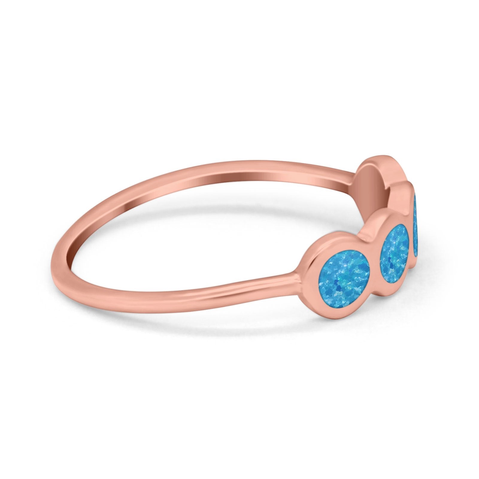 Petite Dainty Eternity Thumb Rings Round Simulated Opal 925 Sterling Silver