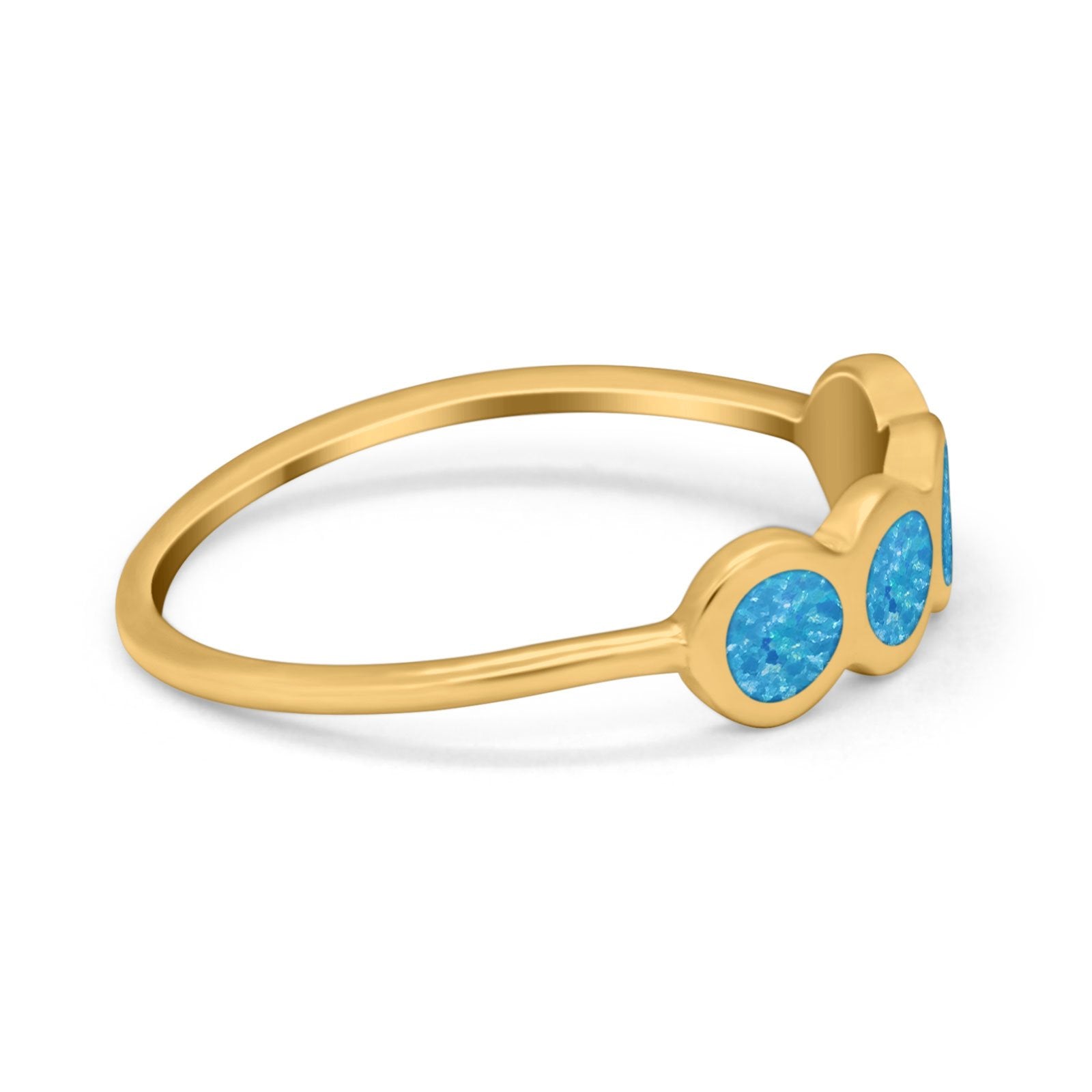 Petite Dainty Eternity Thumb Rings Round Simulated Opal 925 Sterling Silver