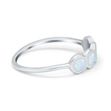 Petite Dainty Eternity Thumb Rings Round Simulated Opal 925 Sterling Silver