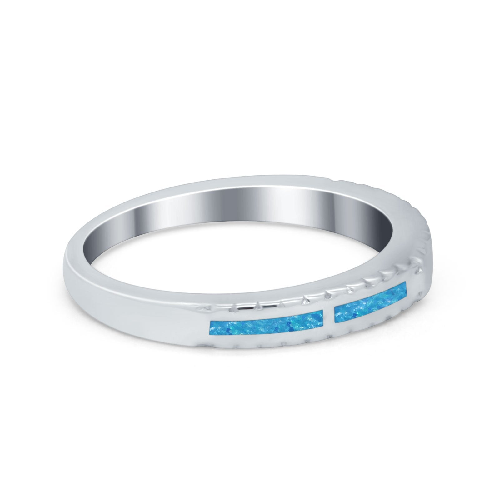 Wedding Rings Eternity Style Band Simulated Opal Round 925 Sterling Silver