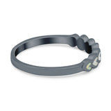 Sideways Heart Eternity Band Lab Created White Opal Band 925 Sterling Silver