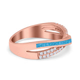 Infinity Crisscross Eternity Rings Simulated CZ Opal 925 Sterling Silver