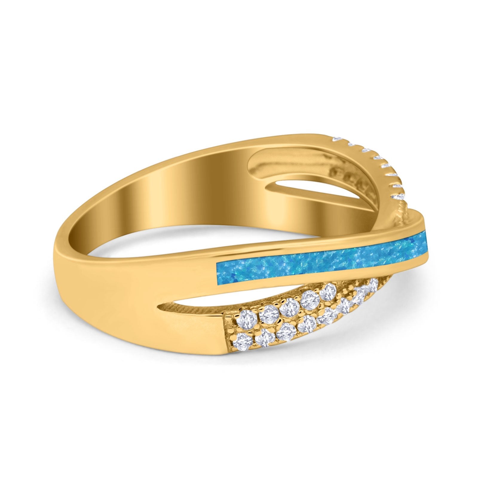 Infinity Crisscross Eternity Rings Simulated CZ Opal 925 Sterling Silver