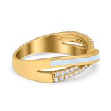 Infinity Crisscross Eternity Rings Simulated CZ Opal 925 Sterling Silver