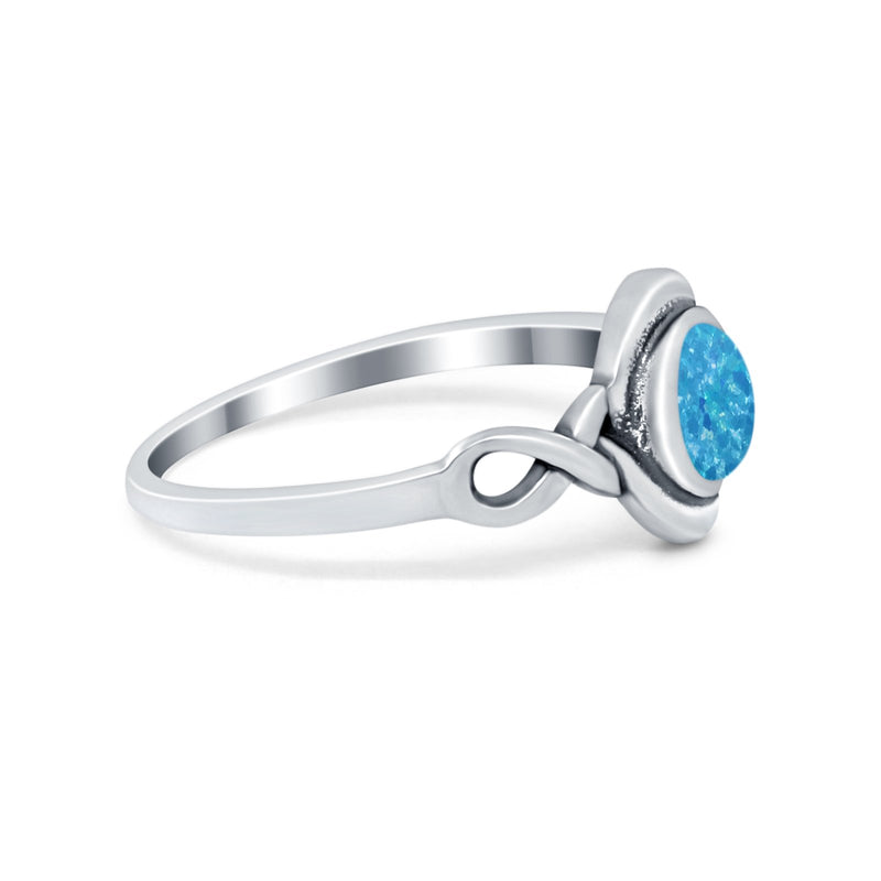 Celtic Trinity Ring Simulated Cubic Zirconia Infinity Shank 925 Sterling Silver