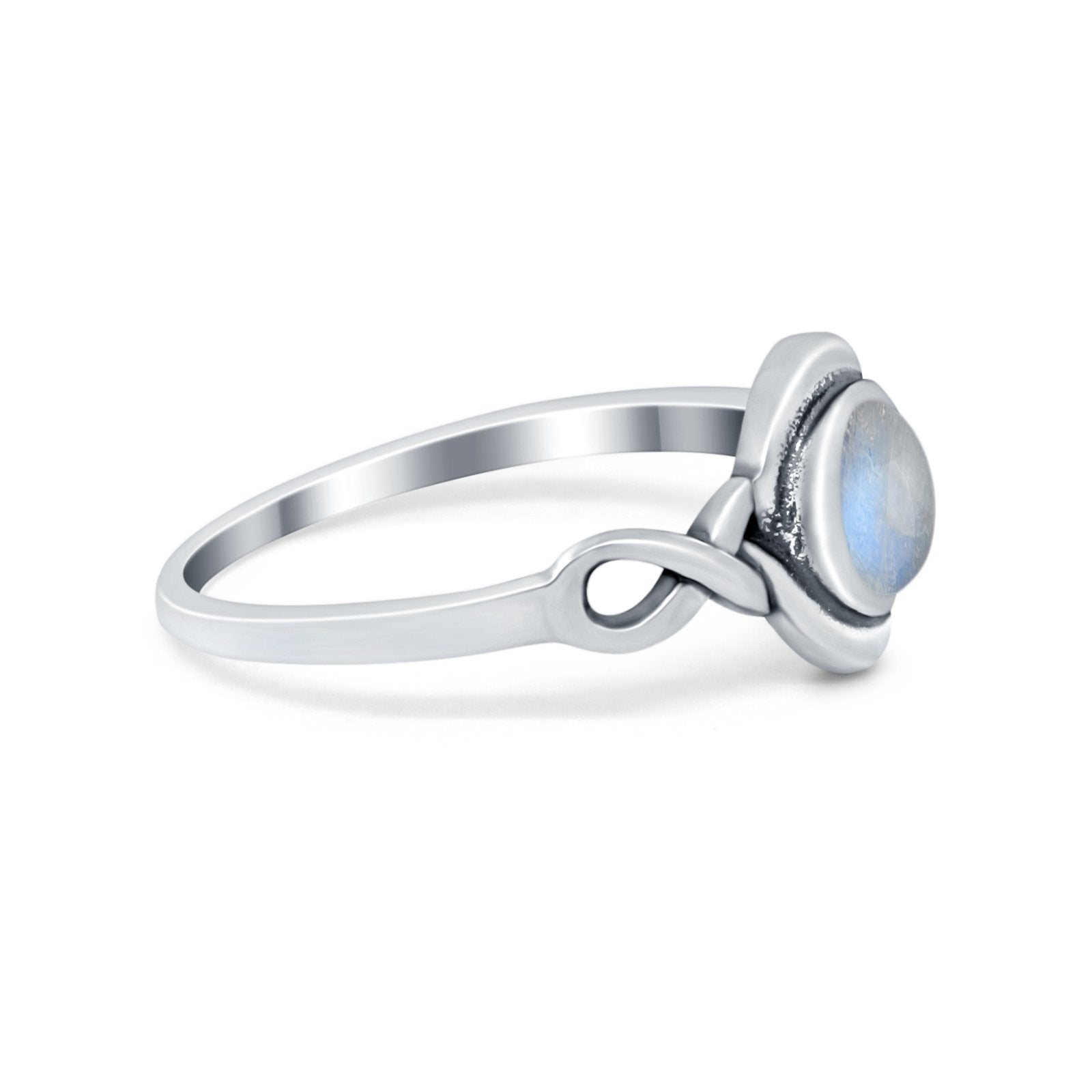 Celtic Trinity Ring Simulated Cubic Zirconia Infinity Shank 925 Sterling Silver