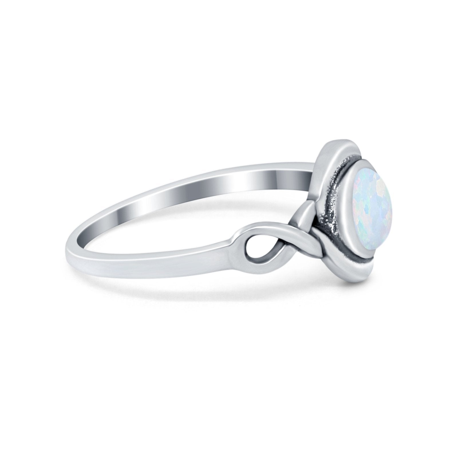 Celtic Trinity Ring Simulated Cubic Zirconia Infinity Shank 925 Sterling Silver