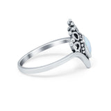 Chevron Midi Thumb Ring Teardrop Pear Simulated Cubic Zirconia 925 Sterling Silver