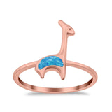 Giraffe Band Ring Simulated Cubic Zirconia Opal 925 Sterling Silver