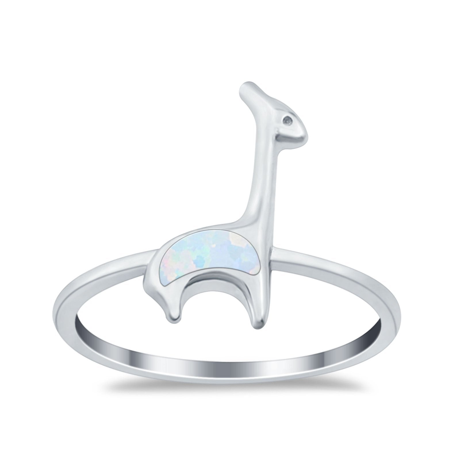 Giraffe Band Ring Simulated Cubic Zirconia Opal 925 Sterling Silver