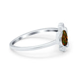 Turtle Ring Simulated Cubic Zirconia Opal 925 Sterling Silver