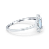 Turtle Ring Simulated Cubic Zirconia Opal 925 Sterling Silver