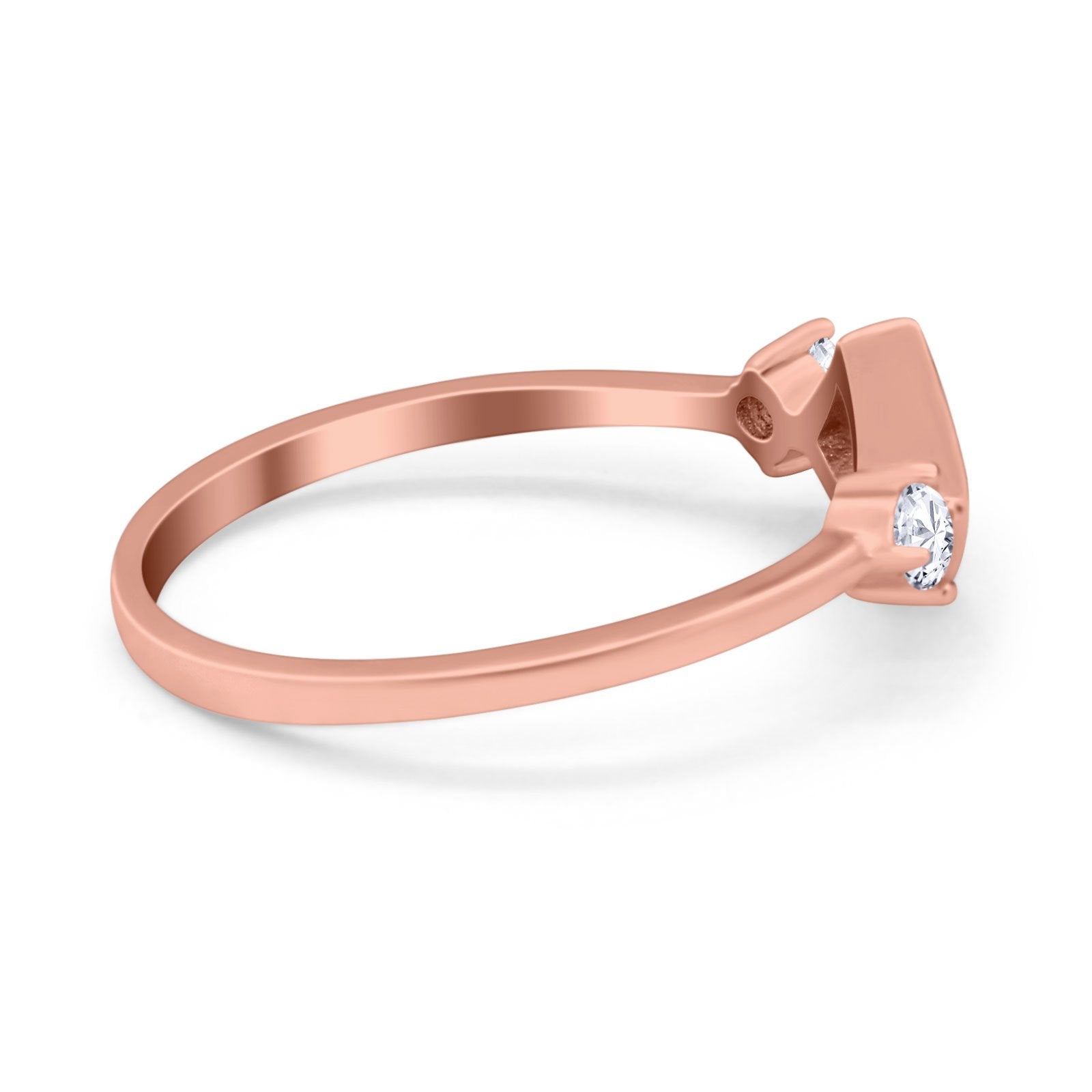 Fashion Thumb Ring Square Simulated Cubic Zirconia Opal 925 Sterling Silver