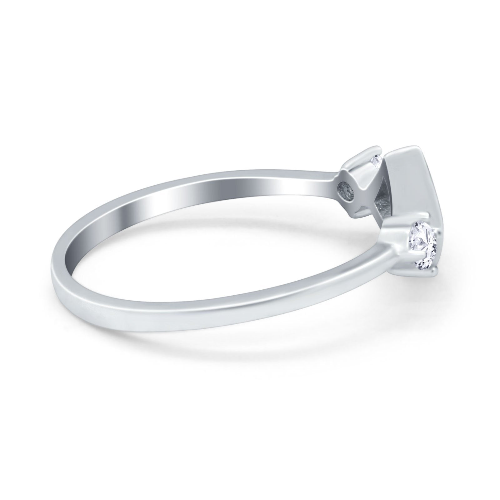 Fashion Thumb Ring Square Simulated Cubic Zirconia Opal 925 Sterling Silver