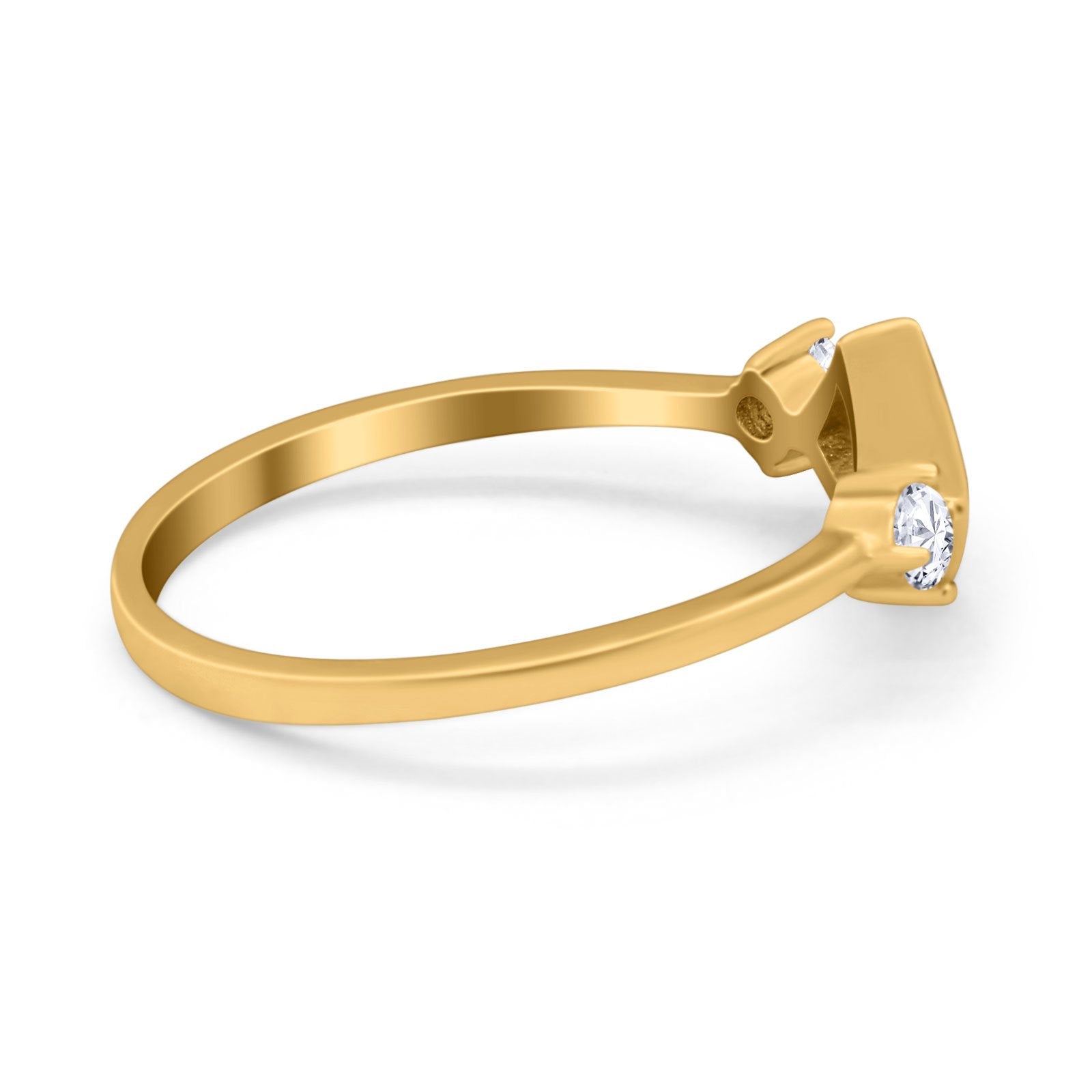 Fashion Thumb Ring Square Simulated Cubic Zirconia Opal 925 Sterling Silver