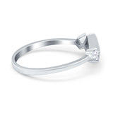 Fashion Thumb Ring Square Simulated Cubic Zirconia Opal 925 Sterling Silver