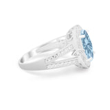 Art Deco Engagement Bridal Ring Simulated Cubic Zirconia 925 Sterling Silver