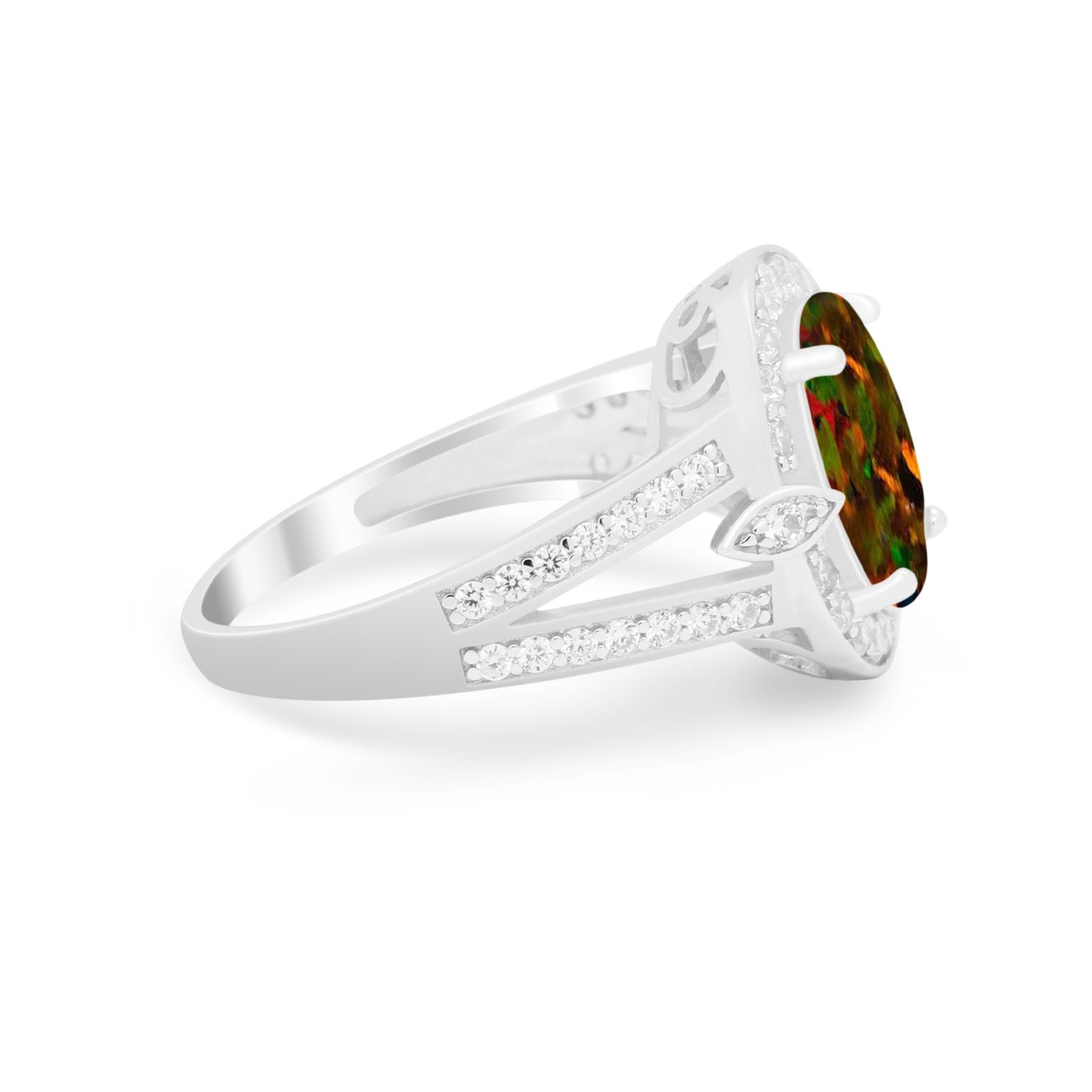 Art Deco Engagement Bridal Ring Simulated Cubic Zirconia 925 Sterling Silver