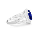 Art Deco Engagement Bridal Ring Simulated Cubic Zirconia 925 Sterling Silver
