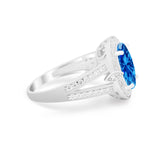 Art Deco Engagement Bridal Ring Simulated Cubic Zirconia 925 Sterling Silver