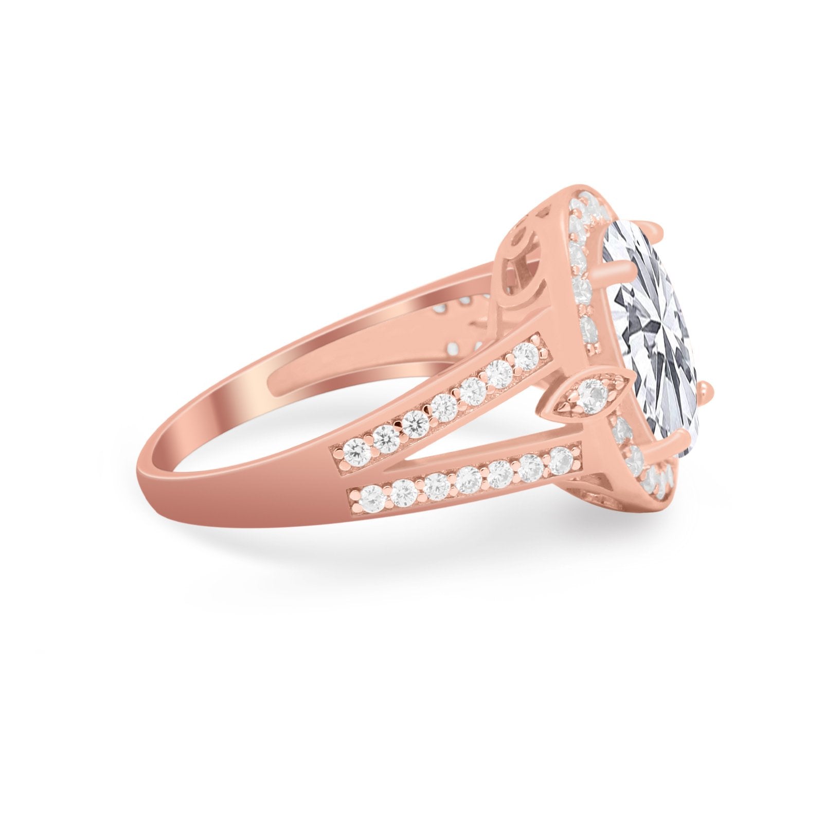 Art Deco Engagement Bridal Ring Simulated Cubic Zirconia 925 Sterling Silver