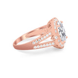 Art Deco Engagement Bridal Ring Simulated Cubic Zirconia 925 Sterling Silver