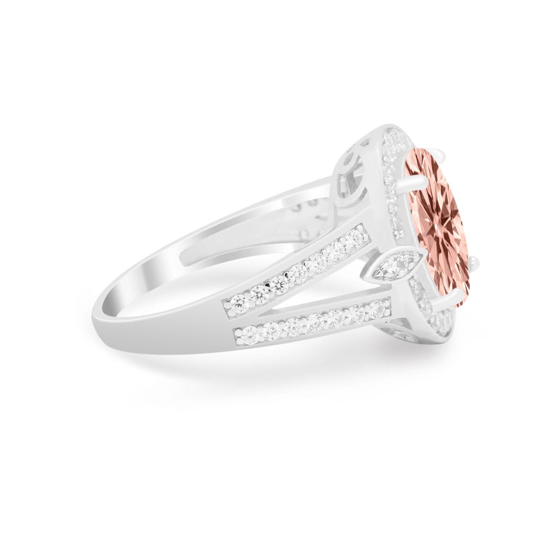 Art Deco Engagement Bridal Ring Simulated Cubic Zirconia 925 Sterling Silver