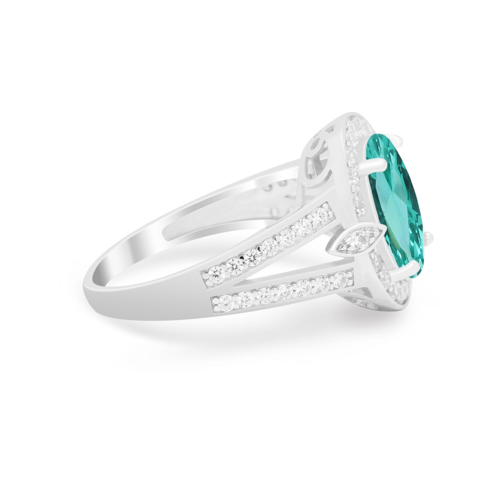 Art Deco Engagement Bridal Ring Simulated Cubic Zirconia 925 Sterling Silver