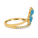 Plumeria Flower Ring Simulated Cubic Zirconia Opal 925 Sterling Silver