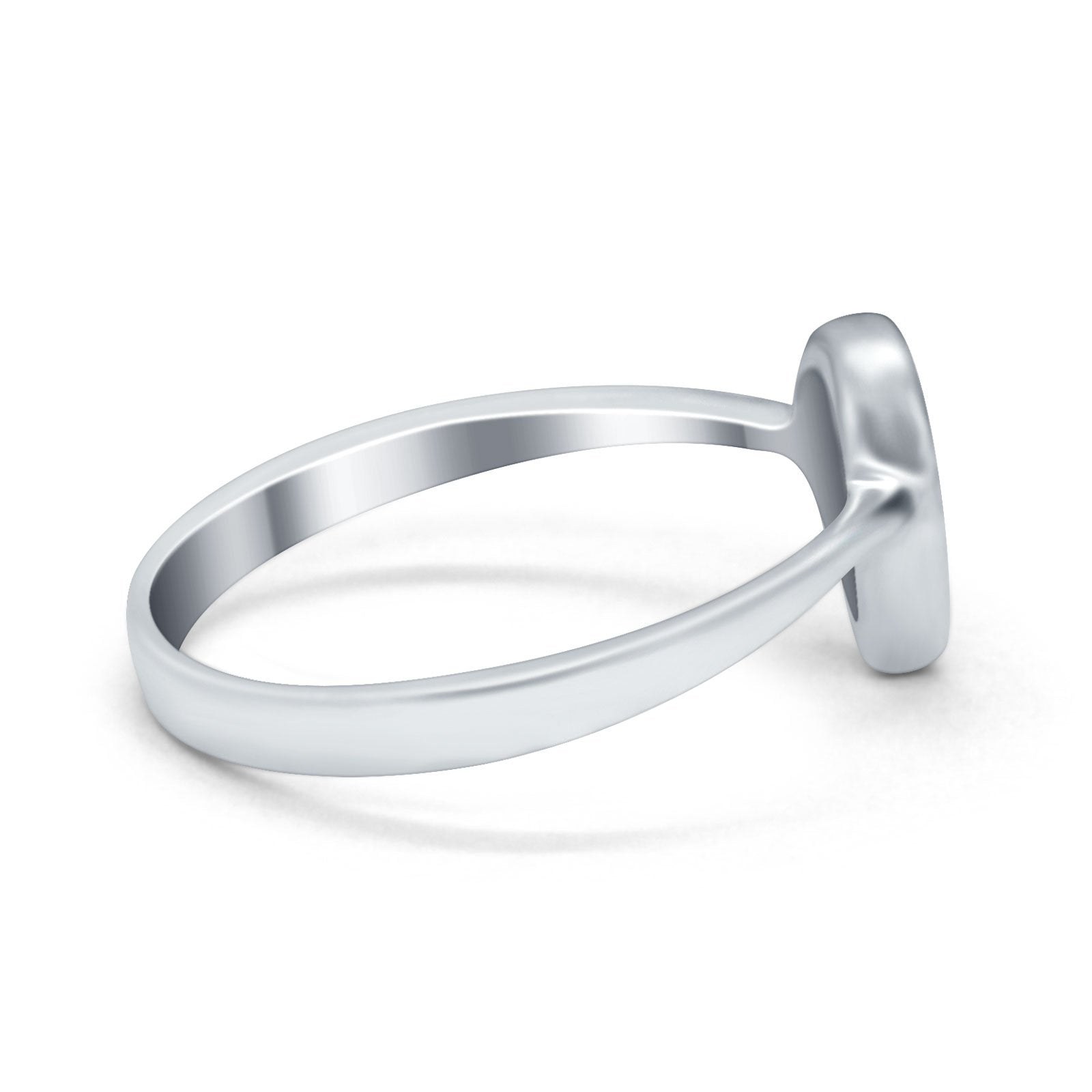 Solitaire Teardrop Pear Ring Band Simulated Opal Round 925 Sterling Silver