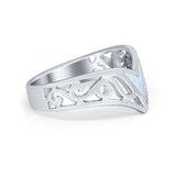 Filigree Chevron Midi Thumb V Ring Round Cubic Zirconia 925 Sterling Silver