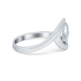 Summer Wave Dolphin Wave Ring Band Simulated Cubic Zirconia 925 Sterling Silver