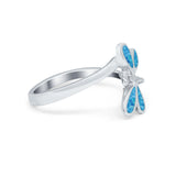 Dragonfly Band Ring Simulated Cubic Zirconia 925 Sterling Silver