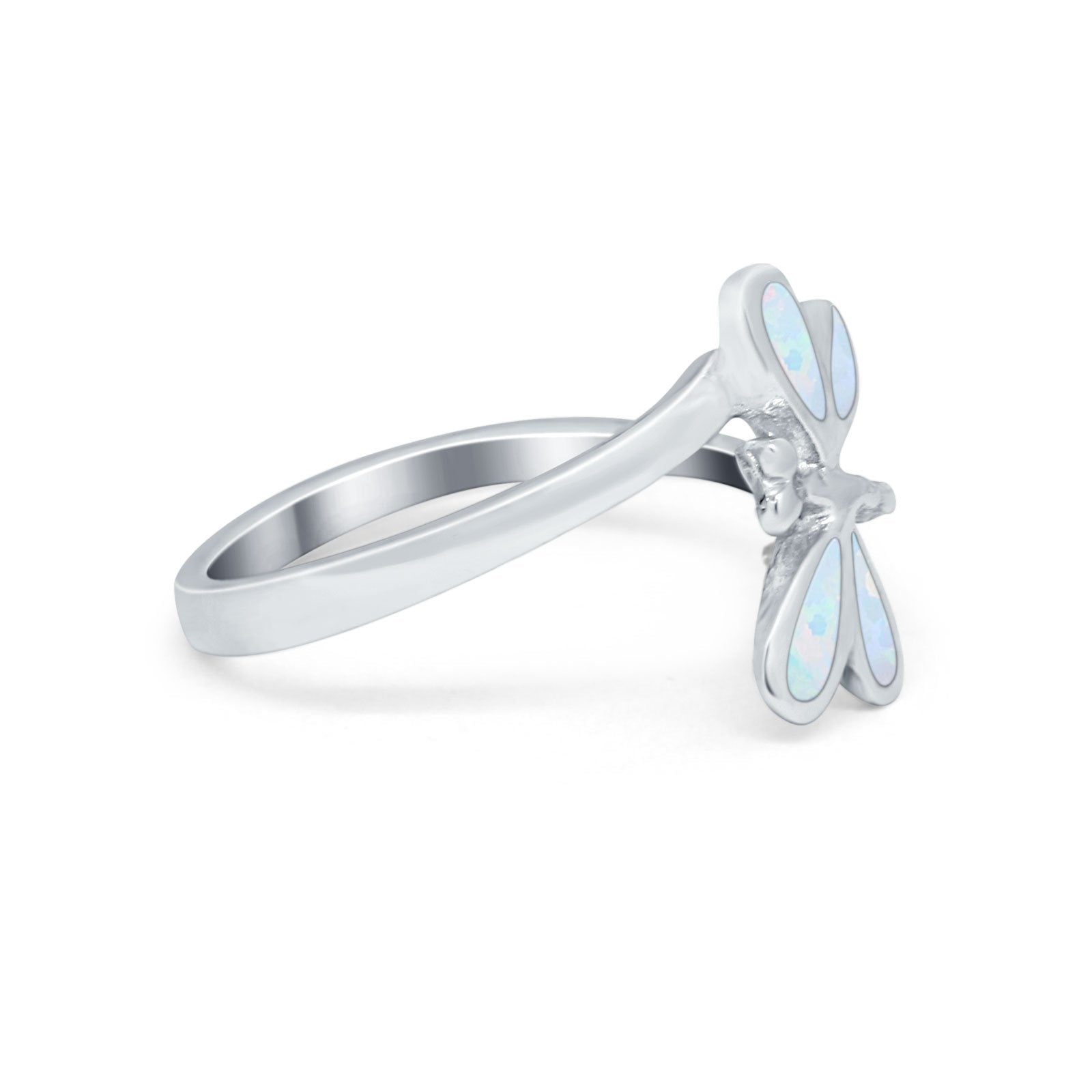 Dragonfly Band Ring Simulated Cubic Zirconia 925 Sterling Silver