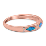 Half Eternity Lab Created Opal Wedding Ring Band Simulated Cubic Zirconia 925 Sterling Silver