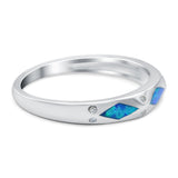 Half Eternity Lab Created Opal Wedding Ring Band Simulated Cubic Zirconia 925 Sterling Silver