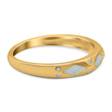 Half Eternity Lab Created Opal Wedding Ring Band Simulated Cubic Zirconia 925 Sterling Silver