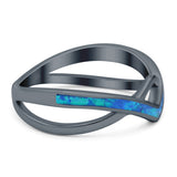 Criss Cross V Shape Ring Band Lab Created Opal 925 Sterling Silver (6mm)