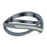 Criss Cross V Shape Ring Band Lab Created Opal 925 Sterling Silver (6mm)