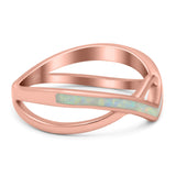 Criss Cross V Shape Ring Band Lab Created Opal 925 Sterling Silver (6mm)