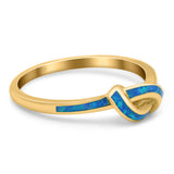 Knot Ring Band Lab Created Opal 925 Sterling Silver (7mm)