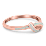 Knot Ring Band Lab Created Opal 925 Sterling Silver (7mm)